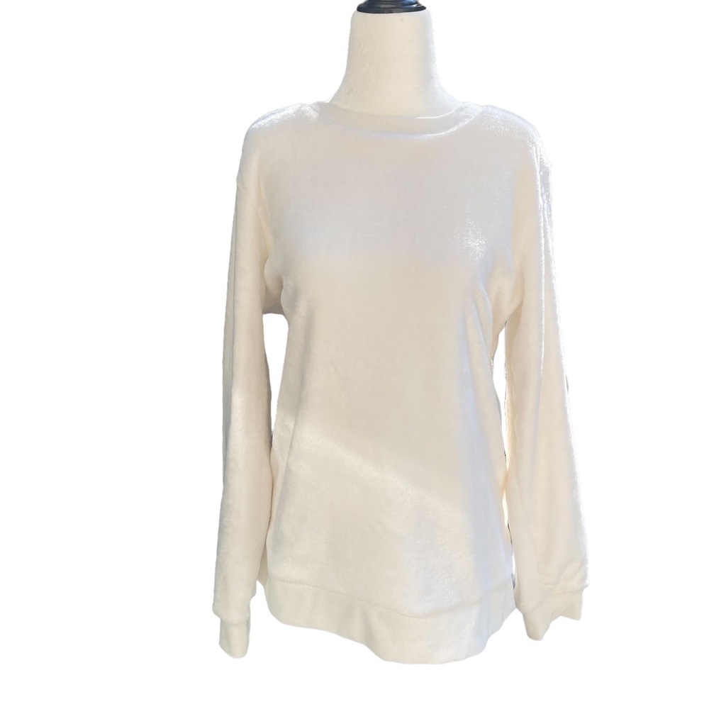 GAIAM White Velour Crewneck Sweater Size L